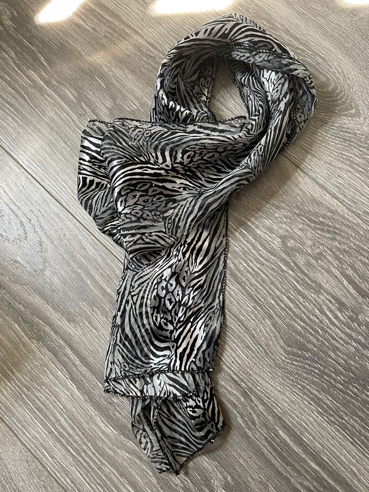 Zebra Animal Print Scarf Rectangular Shape Light … - image 1