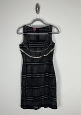 Nwt Save the Queen Black Crotchet Dress Size Medium Square Neck Lace Sheath