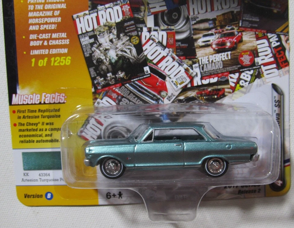 Johnny Lightning 2017 Muscle Cars 1965 Chevy Nova SS #4 1 de 1.256 Turquesa Foto 2 de 2