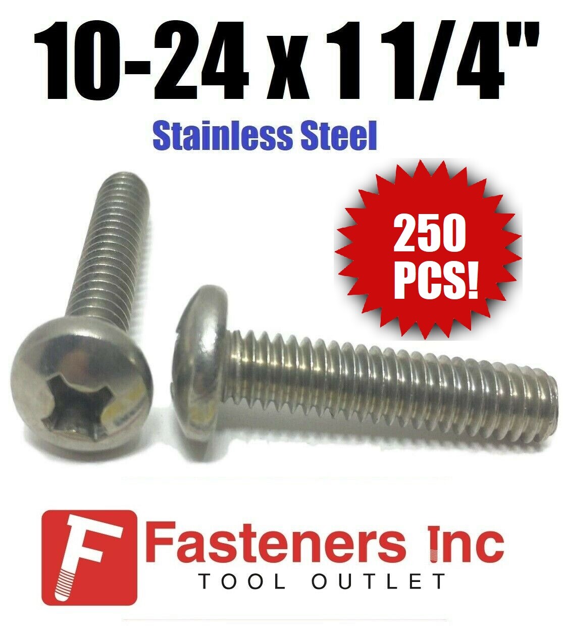 (Qty 250) #10-24 x 1-1/4" Phillips Pan Head Machine Screw Stainless Steel |  eBay