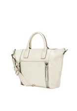 NEW NINE WEST OFF WHITE BONE LEATHERETTE,SILVER ZIP CROSSBODY HAND BAG,TOTE