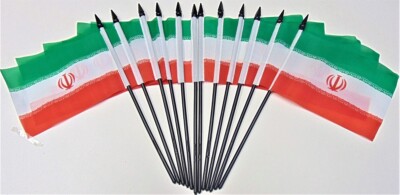 12 Pack 4x6 Inch Iran Small Miniature Stick Desk & Little Iranian Table Flags
