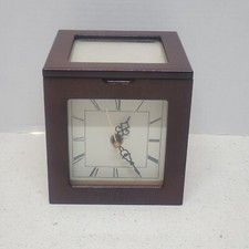  THE BOMBAY COMPANY Wooden PHOTO CUBE BOX Storage 3.5"X3.5" PHOTOS  CLOCK NEW