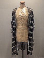 Gothic Style Black Sheer Lace Kimono Duster Women's Size S-M Longline Cardigan