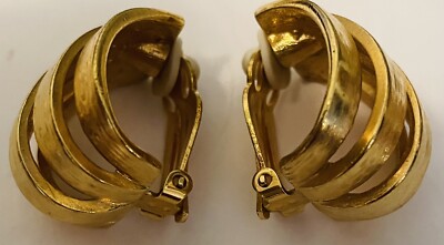 Vintage FO Inc. Gold-Tone Swirls Clip-On Earrings NWT