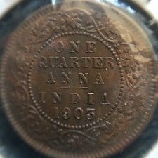 India-British 1903 1/4 Anna Cracked Die Uncirculated A463