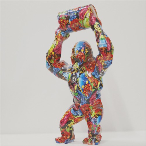GRANDE SCIMMIA KING KONG GRAFFITI BARILE DECORAZIONE SOGGIORNO SCULTURA GORILLA