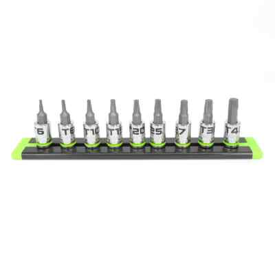 Grip Edge 1/4'' dr RPT Torx / Star Bit Socket Set w/Rail T-6 to T-40 #GE9ASTSRPT