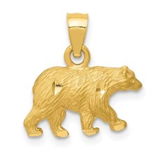 10K Yellow Gold Diamond-cut Bear Pendant