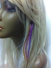 Clip-on 4-6 Purple  Brown Feathers for Hair Extension