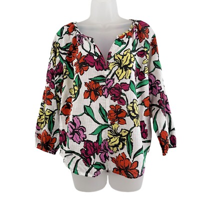 Roberta Roller Rabbit Womens Top Size Small Lucy Jorales Iris Floral Print