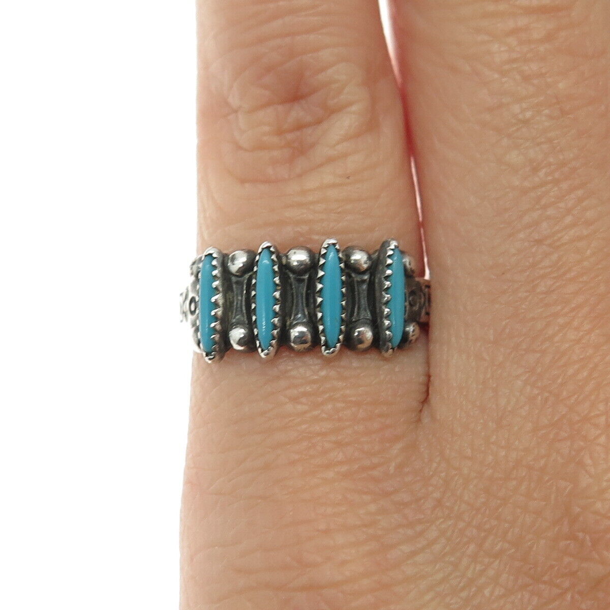 One Of The Finest Vintage Native American Zuni Turquoise Sterling Silver Ring Old One Of The Finest Vintage Native American Zuni Turquoise Sterling Silver Ring Old