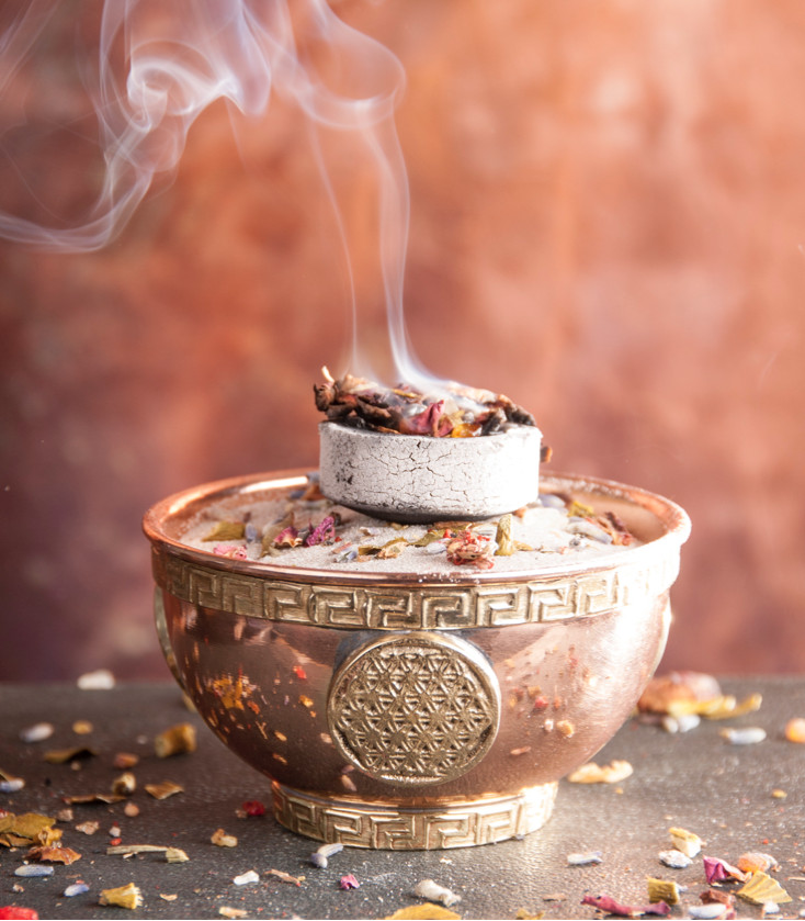 Räucherschale Blume Des Lebens/ Chakra Kupfer Ø 8 Cm H: 4,5 Cm