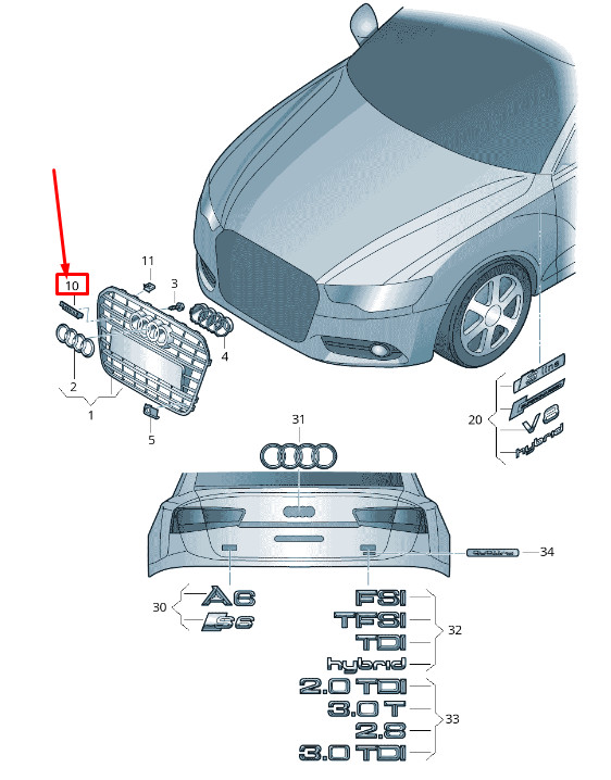 Audi OEM Front Bumper Grille Grill-emblem Badge Nameplate  