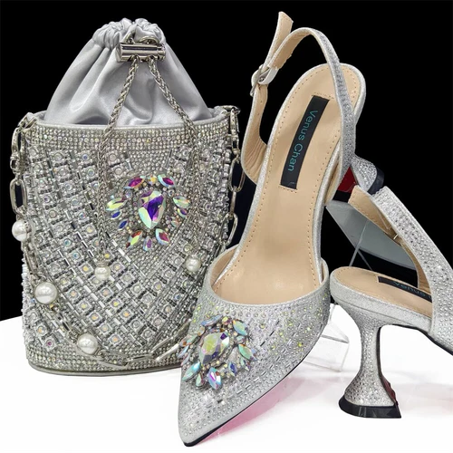 Latest Design Italian Shoes And Bag Set With Matching Bag Sandals Party Shoes - Picture 15 of 35