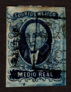 Mexico 1856 Issue Scott 1 Used Jalapa Dot in Bottom Margin VF