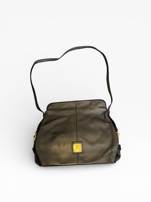Vintage HCL Handcrafted  Leathergoods Co. Black Medium Leather Handbag Germany