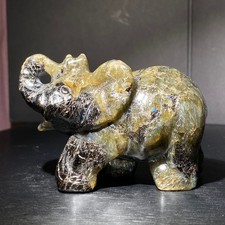 322G Rare labradorite elephant Carved Quartz Crystal Skull reiki Healing