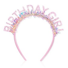 Birthday Girl Headband Birthday Crown for Women Girls Pink