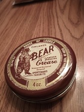 VTG House of Laurila Finlands Bear Grease Leather Dressing Round Tin Can