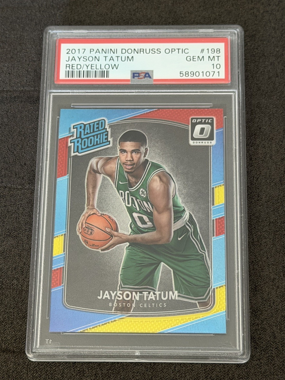 JAYSON TATUM 2017-18 DONRUSS OPTIC RATED ROOKIE RED/YELLOW #198 PSA 10 Q4764