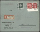 Germany 1928 Hindenburg Tete-Beche Pair K14 On Cover Leipzig Registered 116373 — photo 1