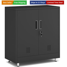 Armadio Portaoggetti in Metallo con Ante Bloccatrici e Ripiano Regolabile, Piccolo Chiudibile...