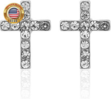 Cross Earrings, Cross Stud Earrings for Women with Customized Card Christian Rel