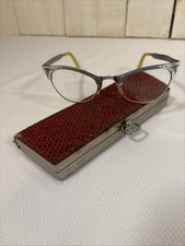 Vintage Universal Cat Eye Silver Aluminum Frames Glasses W Case