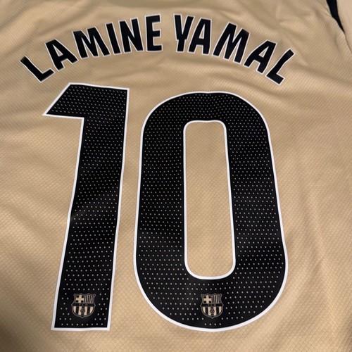 Lamine Yamal FC Barcelona Gold Soccer Jersey #10 Spotify Mens XL New - 第 5/7 張圖片