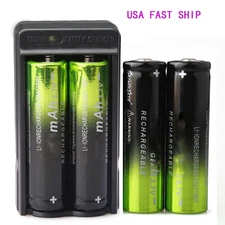 4Pcs 18mm*65mm Batter.y 3.7V Rechargeable Batter.y 1Pcs Charger USA FAST SHIP