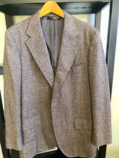 VTG 60s Brooks Brothers Brown Bordertweed Wool 42L 3-Button Single Breasted