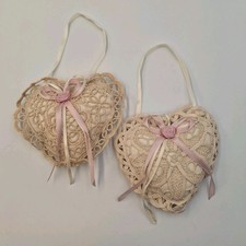 Vintage Victoria s Secret Lace Heart Hanging Sachet Pillows - Set of 2