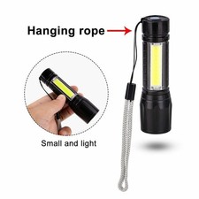XPE COB LED 3 Modos Mini Linterna USB Recargable Antorcha Táctica Zoom Lámpara