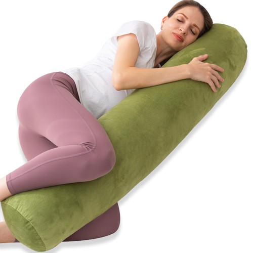 Bolster Pillow for Bed, Long Round Body Pillow for Adults with Removable Velv...