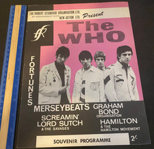 THE WHO , GBO w/Ginger Baker,Fortunes,ROBERT STIGWOOD Presents  1966 Program VG+