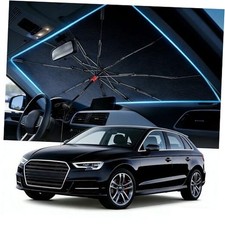 Upgraded Windshield Sun Shade Umbrella   Thickened Silver 56"L x 31"W Black