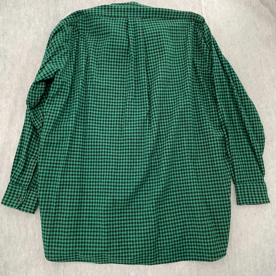 VINTAGE LL Bean Flannel Shirt Adult XL Green Plaid Lumberjack Wool Blend 70s 80s - Image 2 of 4