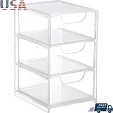 Acrylic Drawer Organizer W/ 3 Compartments Office Supplies Jewelry Storage New