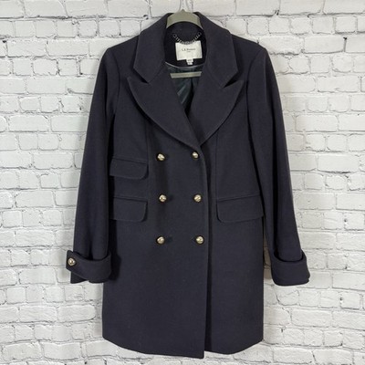 LK Bennett Sophia Pea Coat in Sloane Blue Womens 6 Wool Cashmere Double Breasted
