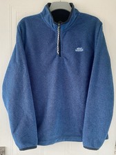 Weird Fish Newark Eco 1/4 Quarter Zip Grid Blue Fleece Mens XL