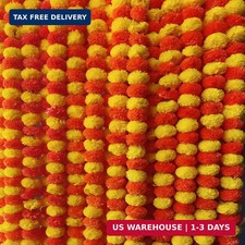 5 PC - 5 feet Marigold Garland Indian/American Wedding Party Mantle Decoration,