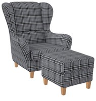 Supellex Sofia Ohrensessel Mit Hocker | Design Oxford Grau