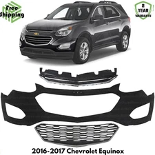 Front Bumper Cover Fascia & Grille Assembly Kit For 2016-2017 Chevrolet Equinox