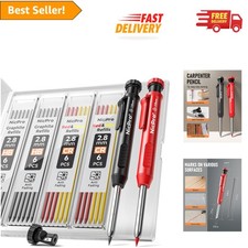 Heavy-Duty Carpenter Pencil Set with Sharpener  26 Refills - Ergonomic Design