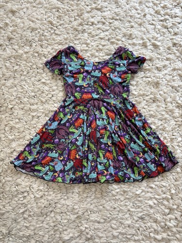 Punchy Little Hippie Bamboo Dress Girls 5 Legendary Creatures Colorful Fun Print