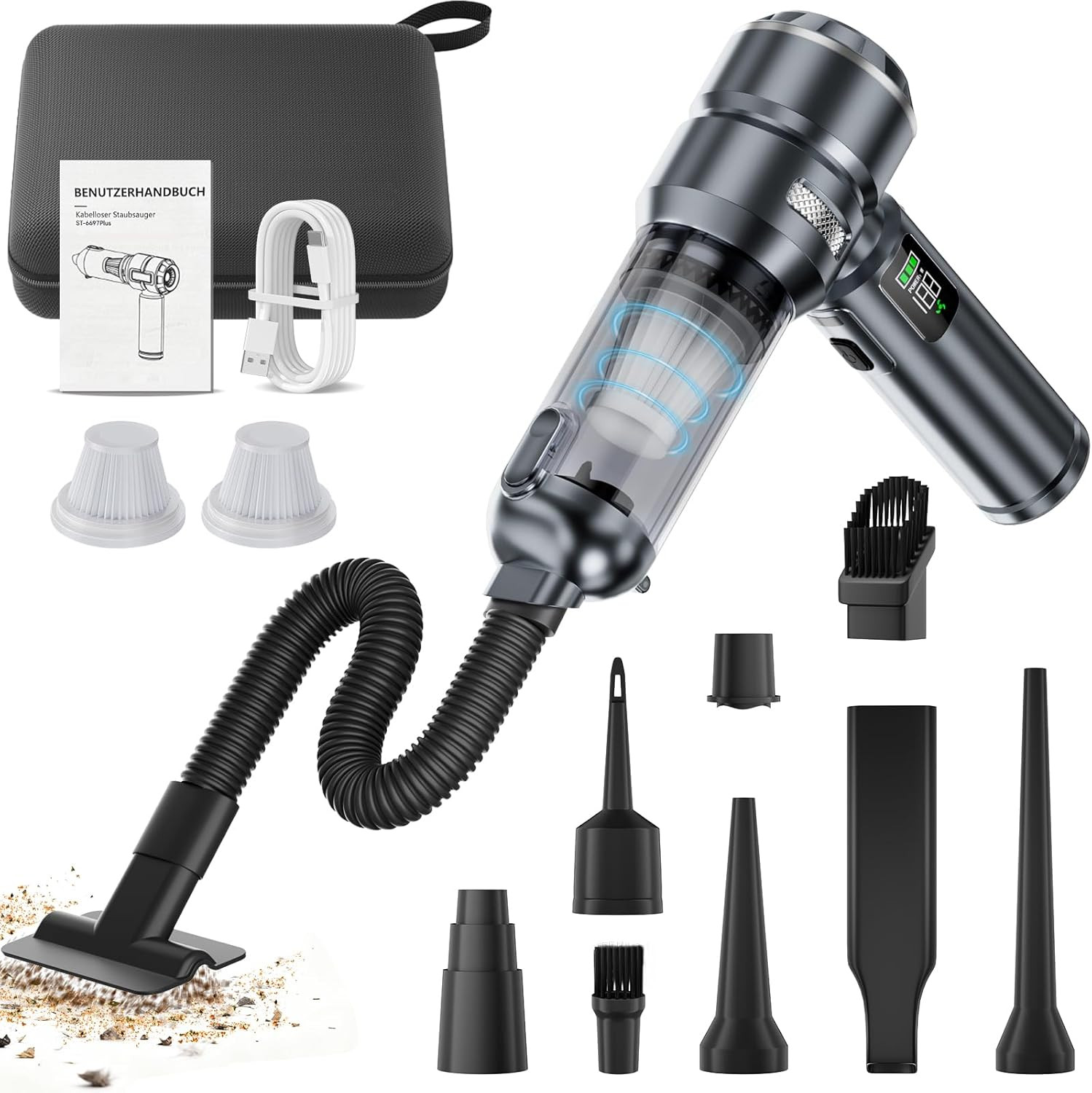 Mini Aspirapolvere Wireless 4-in-1 - 24000Pa Potenza Ciclonica