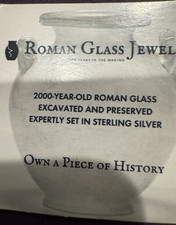 Roman Glass Jewelry 925 Sterling Silver Green Glass Teardrop Pendant Necklace