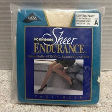 No Nonsense Sheer Endurance Pantyhose Control Top Sz A Sheer Toe -Precious Ivory