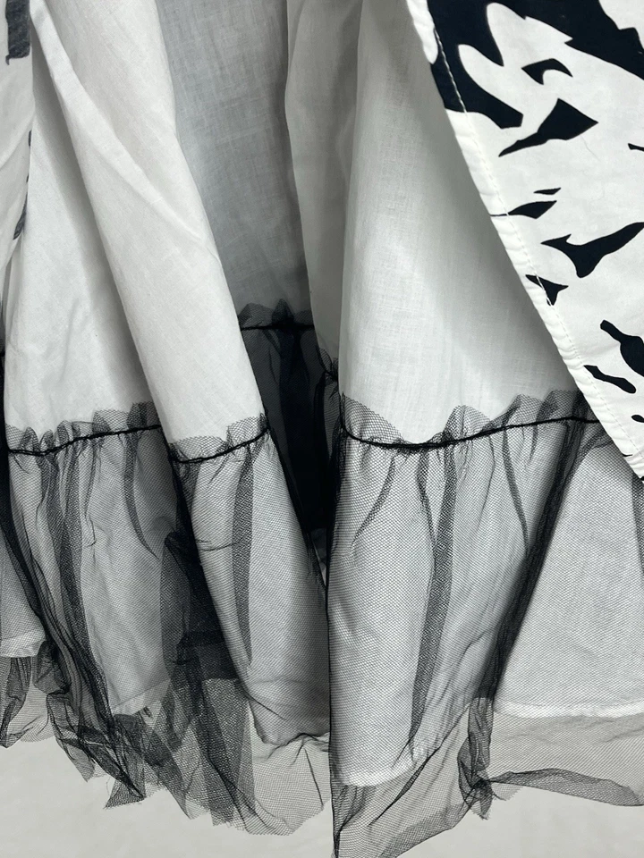 Vestido floral preto e branco com cinto Emily West sem mangas de tule tamanho 16 - Imagem 4 de 4